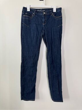 Michael Kors Women Dark Denim Jeans Size 6 Tapered Slightly Distressed Stretch